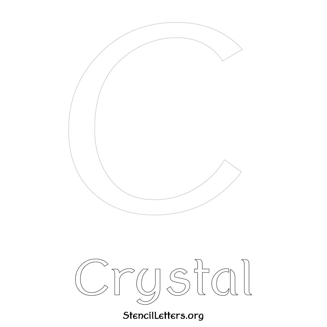 Crystal printable name initial stencil in Ancient Lettering