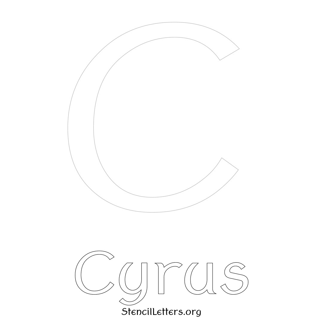 Cyrus printable name initial stencil in Ancient Lettering