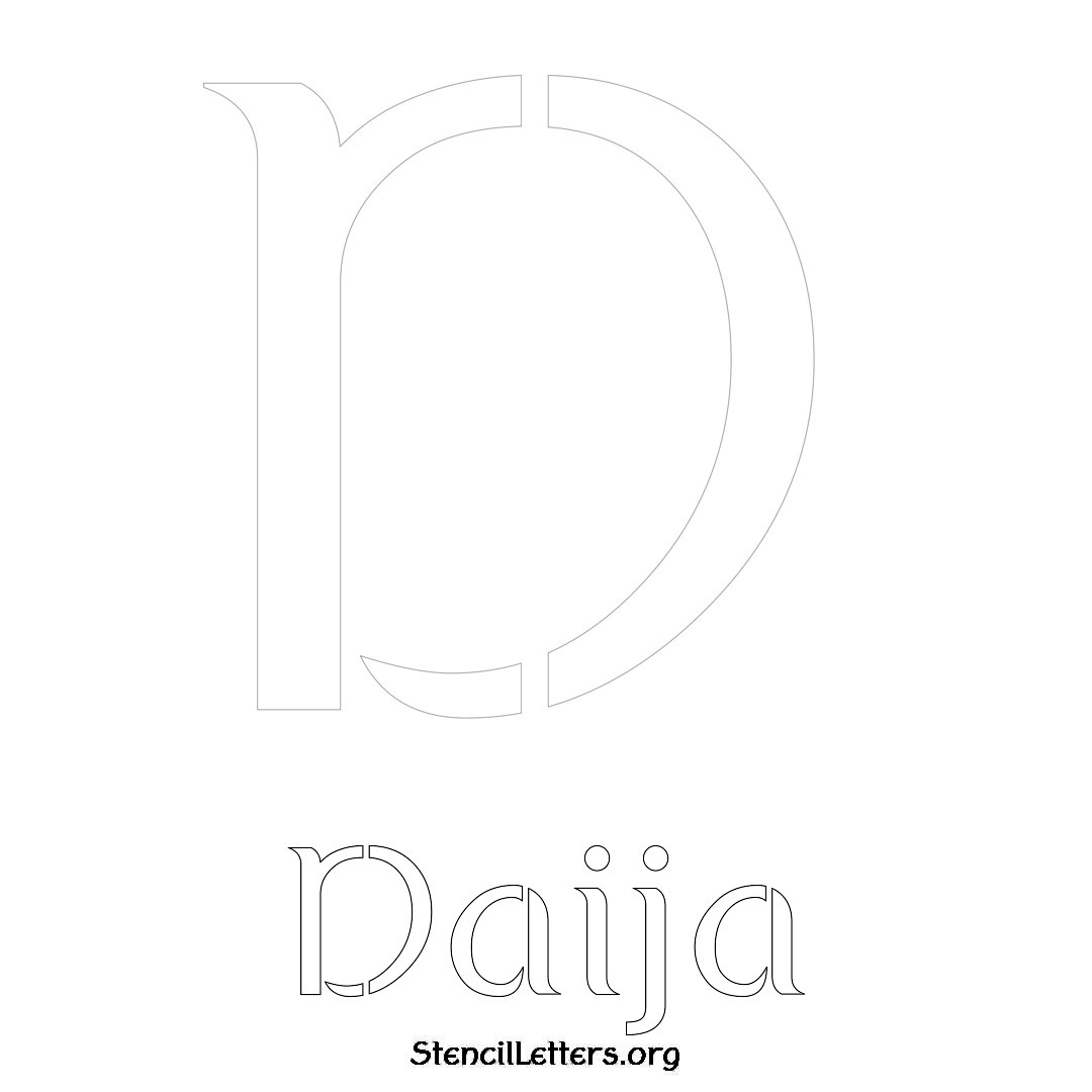 Daija printable name initial stencil in Ancient Lettering