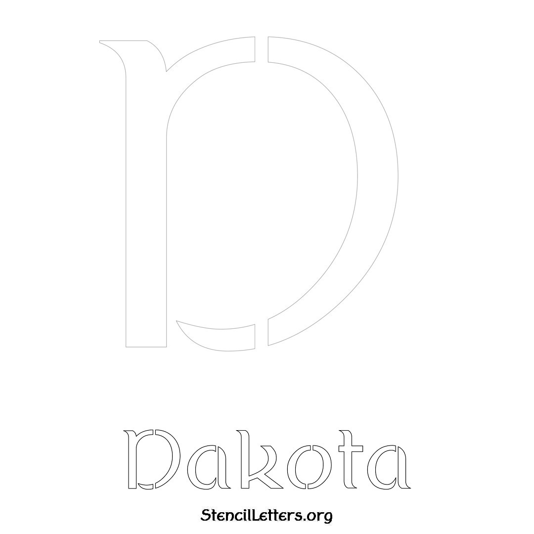 Dakota printable name initial stencil in Ancient Lettering