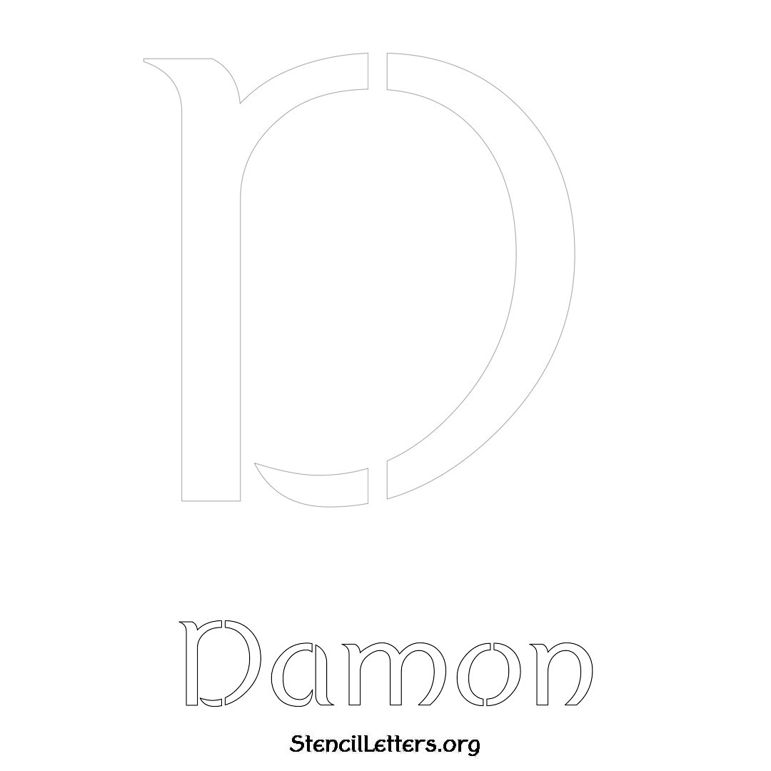 Damon printable name initial stencil in Ancient Lettering