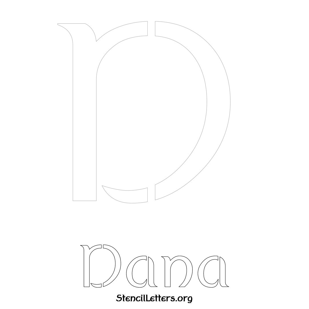 Dana printable name initial stencil in Ancient Lettering