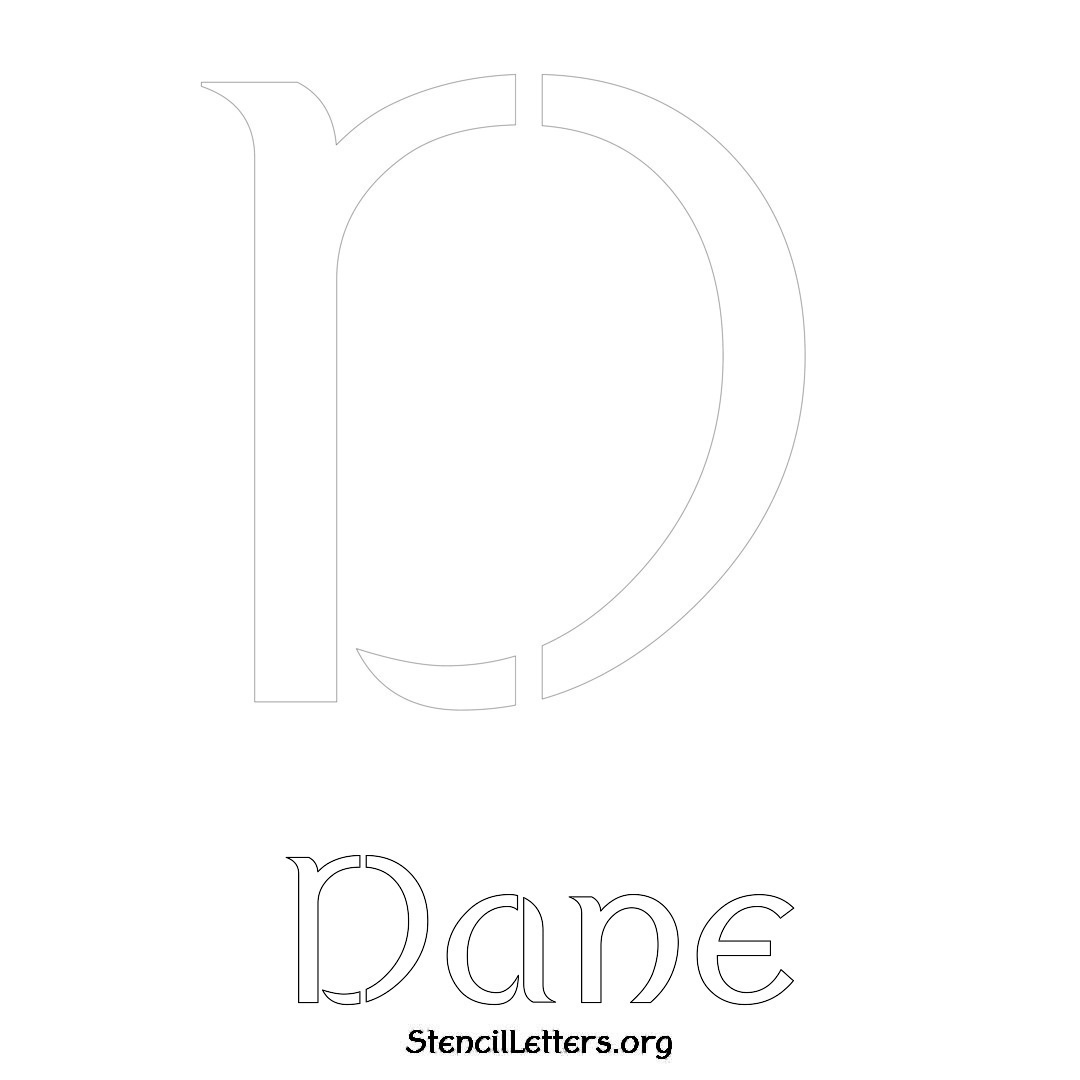 Dane printable name initial stencil in Ancient Lettering