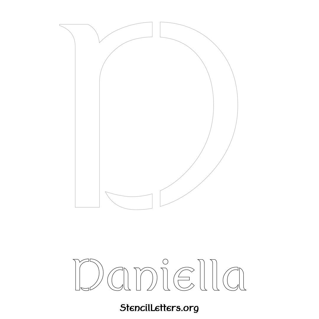 Daniella printable name initial stencil in Ancient Lettering