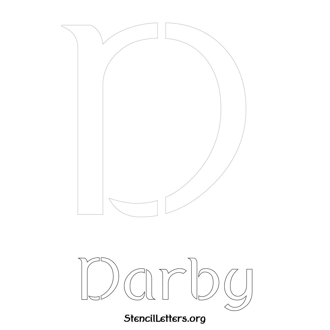 Darby printable name initial stencil in Ancient Lettering