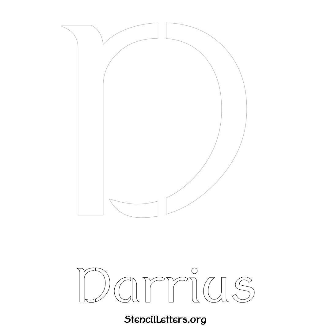 Darrius printable name initial stencil in Ancient Lettering