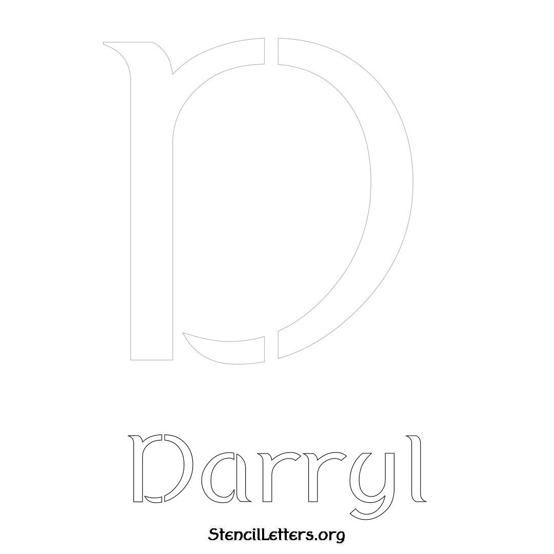 Darryl printable name initial stencil in Ancient Lettering