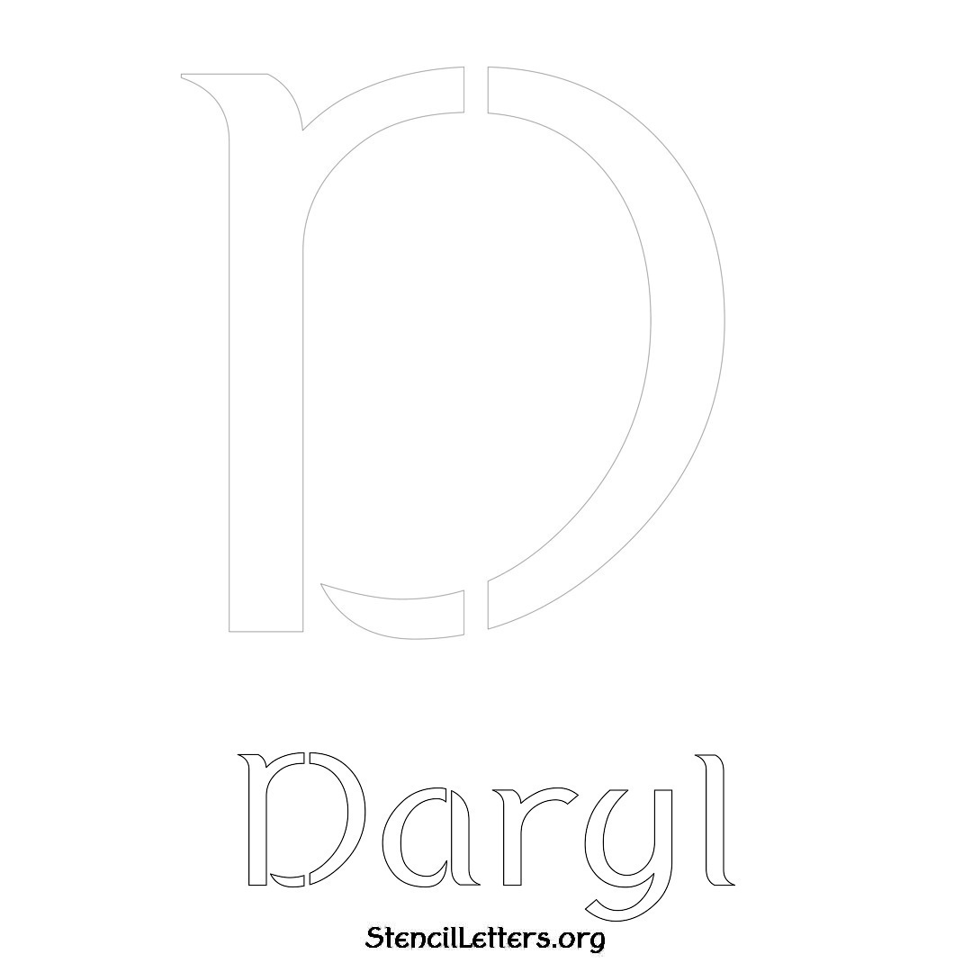 Daryl printable name initial stencil in Ancient Lettering