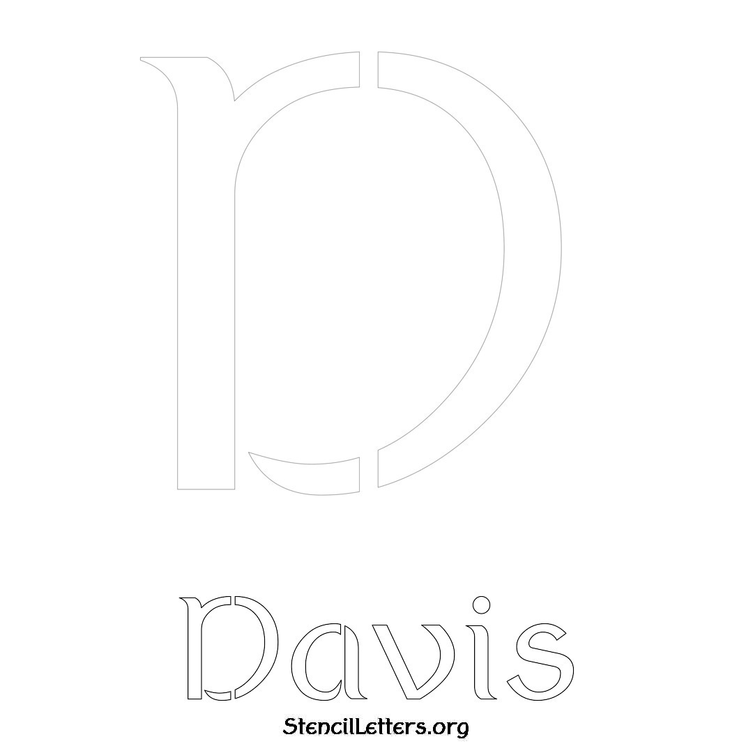 Davis printable name initial stencil in Ancient Lettering