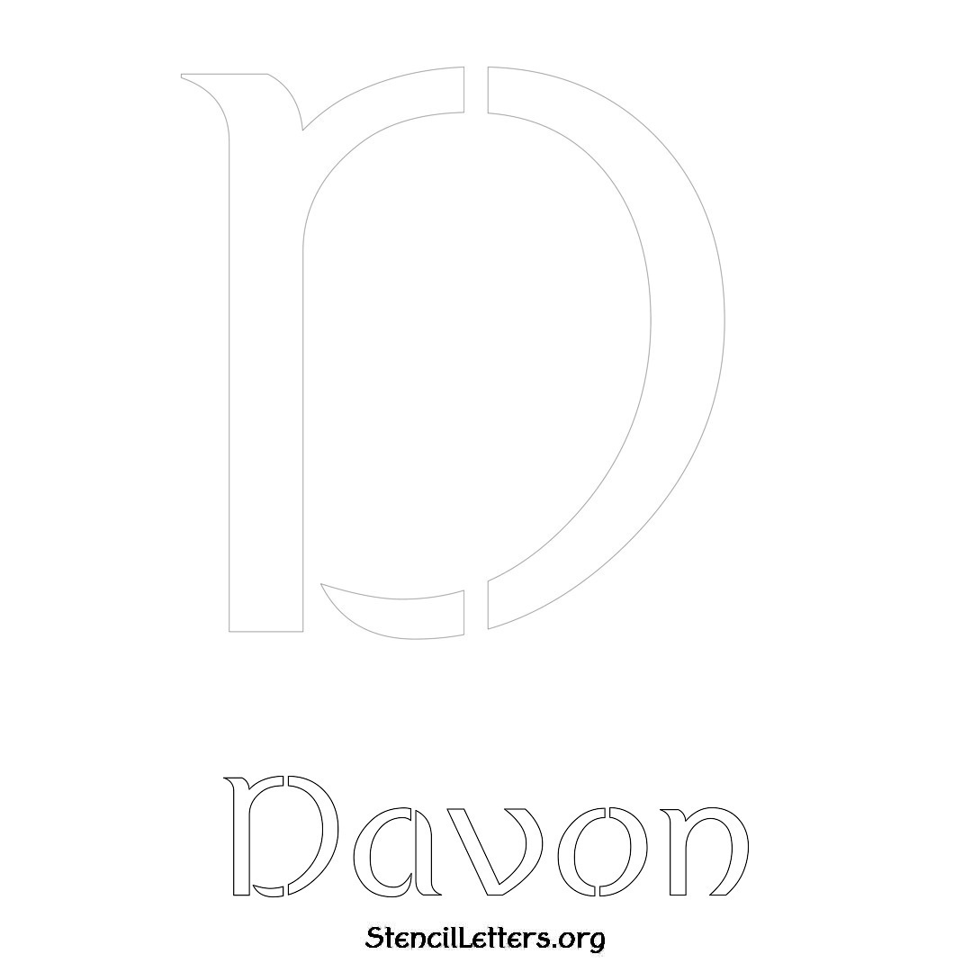 Davon printable name initial stencil in Ancient Lettering