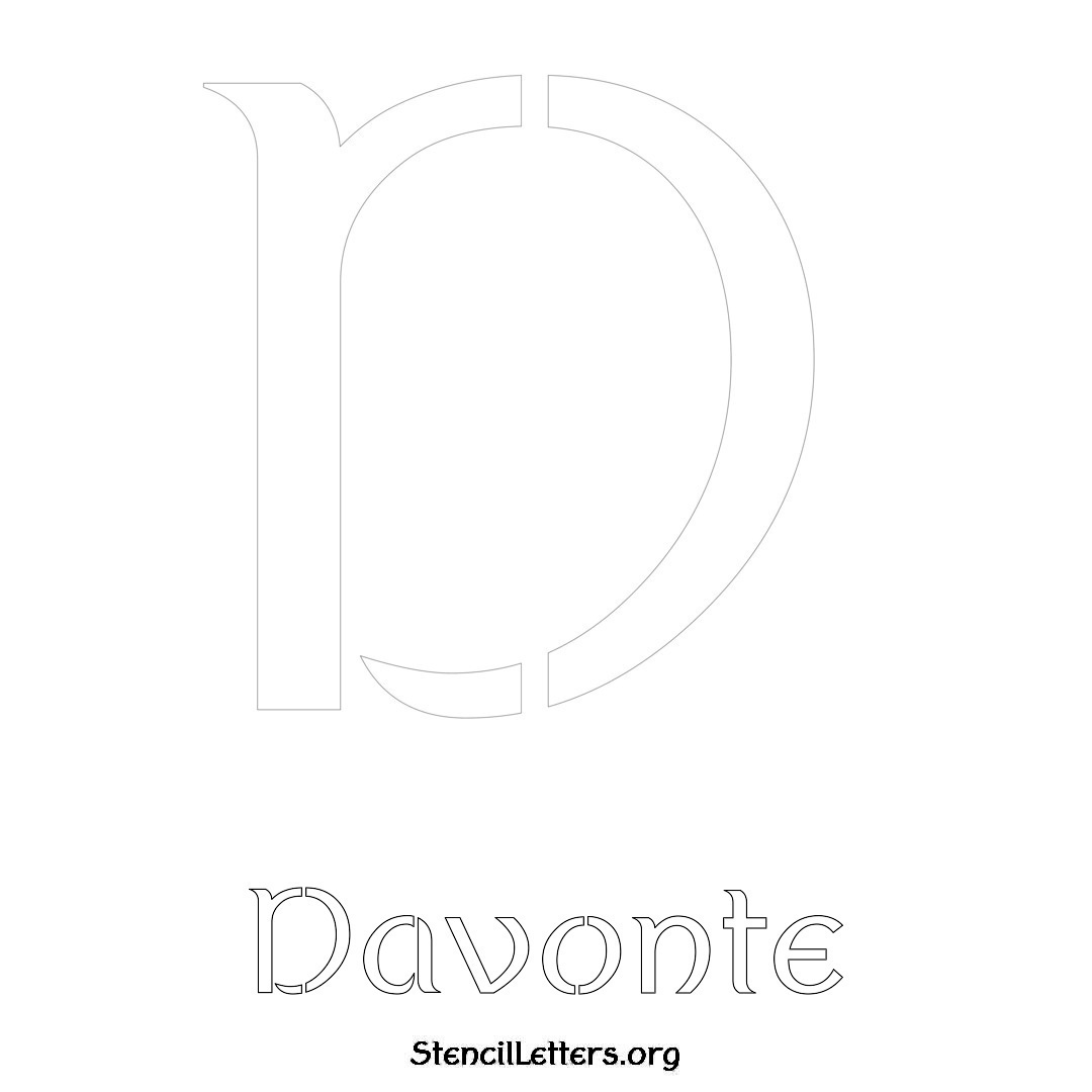 Davonte printable name initial stencil in Ancient Lettering