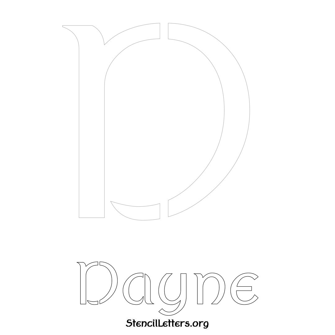 Dayne printable name initial stencil in Ancient Lettering