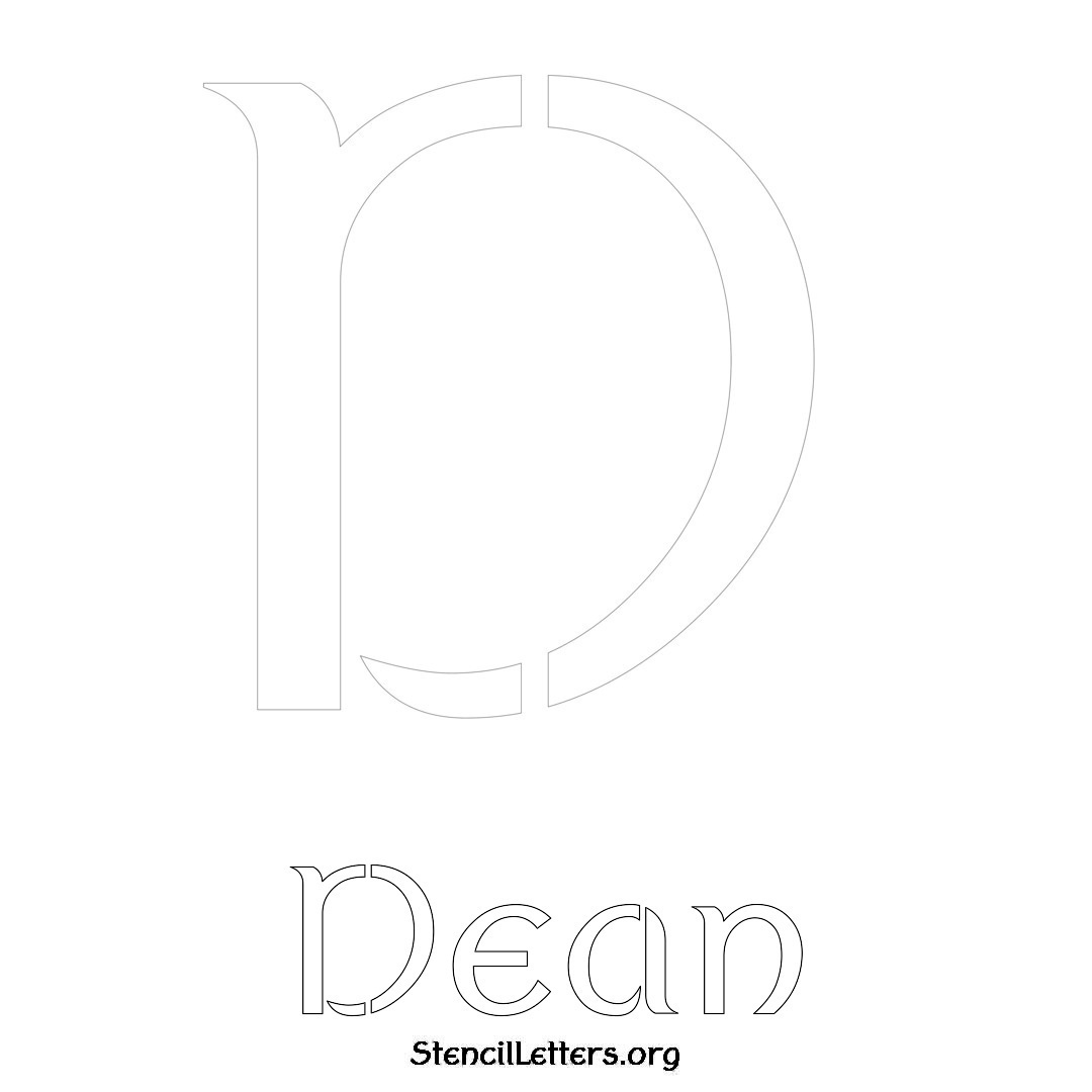 Dean printable name initial stencil in Ancient Lettering
