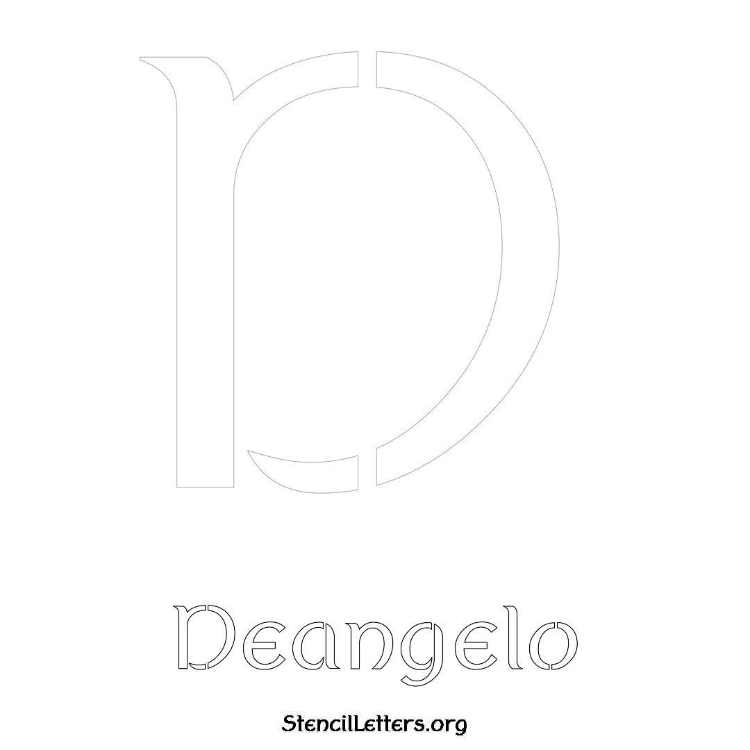 Deangelo printable name initial stencil in Ancient Lettering