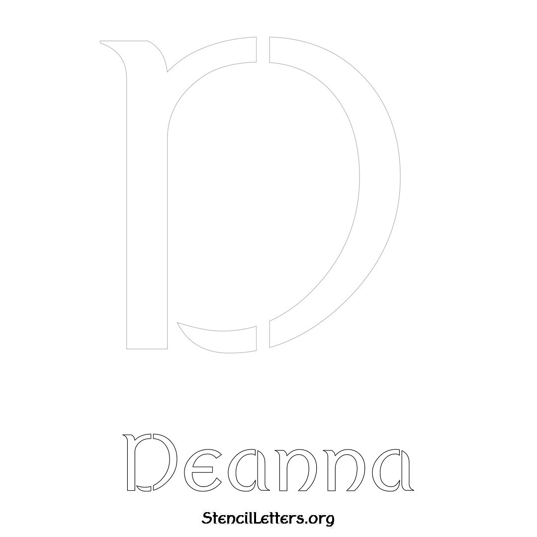 Deanna printable name initial stencil in Ancient Lettering