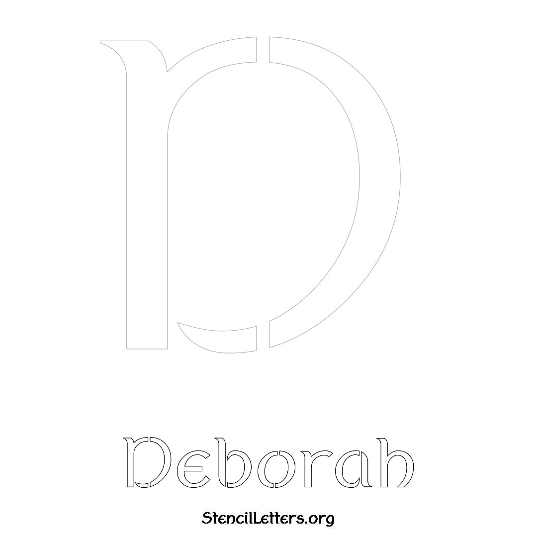 Deborah printable name initial stencil in Ancient Lettering