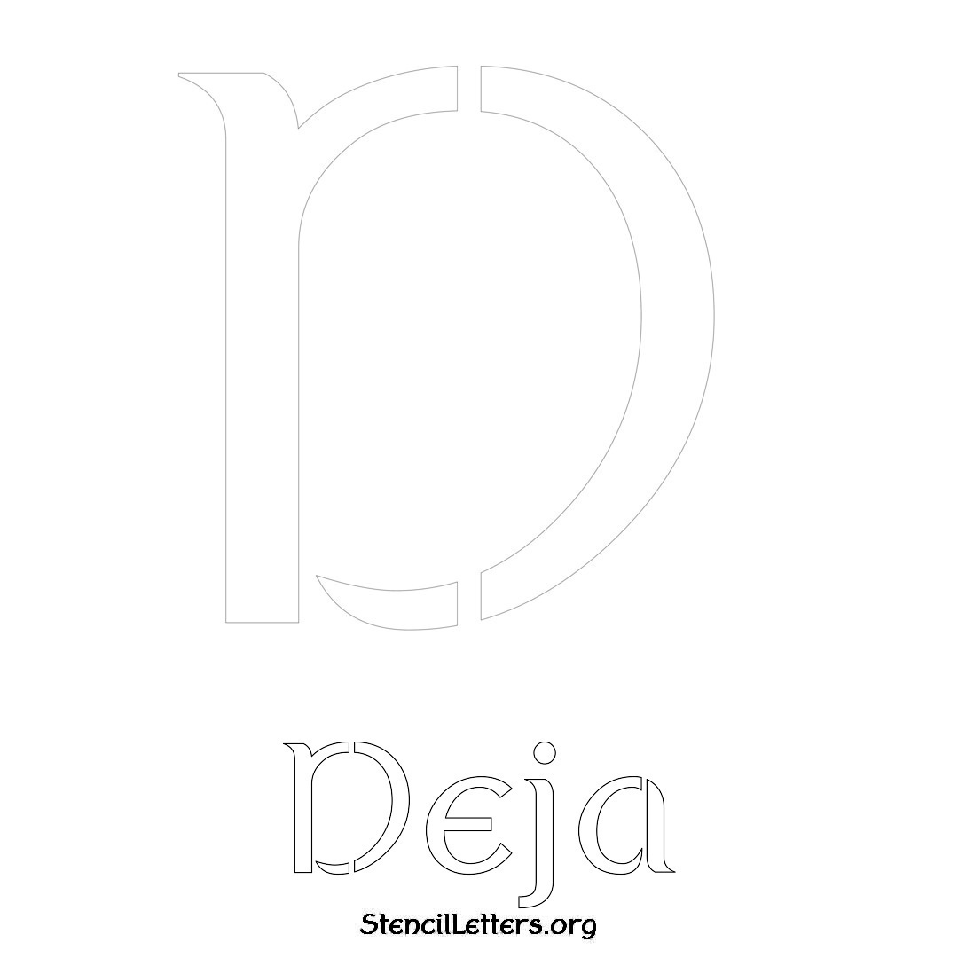 Deja printable name initial stencil in Ancient Lettering