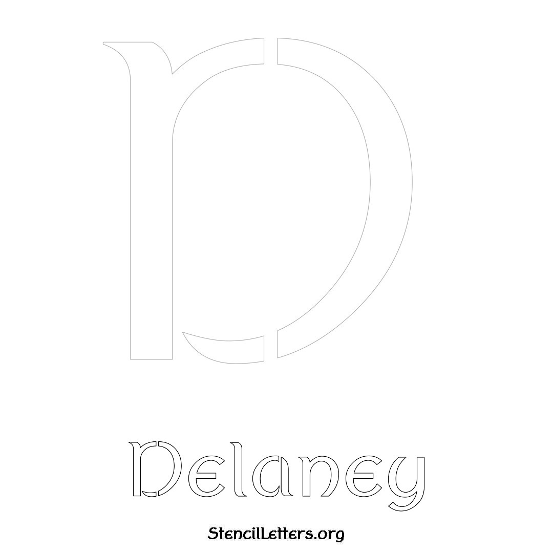 Delaney printable name initial stencil in Ancient Lettering