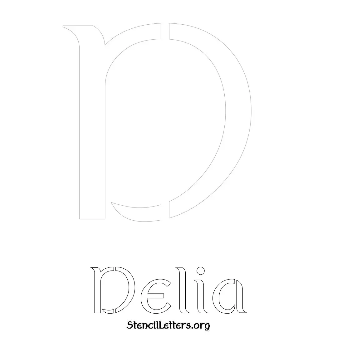 Delia Free Printable Name Stencils with 6 Unique Typography Styles and Lettering Bridges