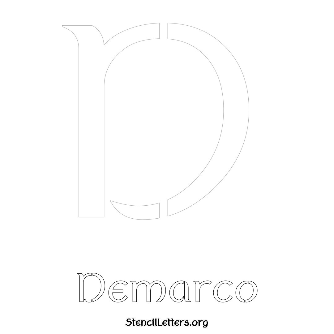 Demarco printable name initial stencil in Ancient Lettering