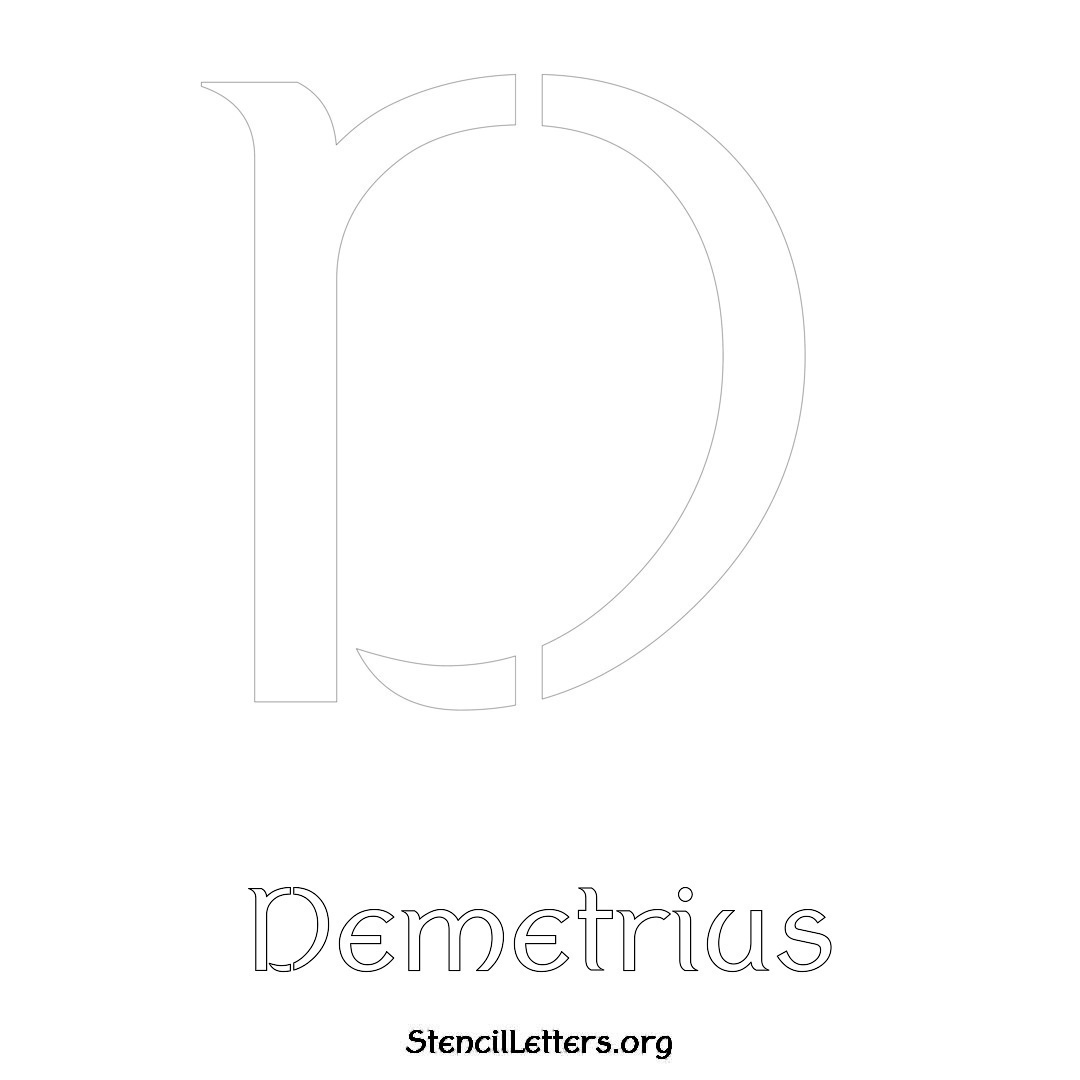 Demetrius printable name initial stencil in Ancient Lettering