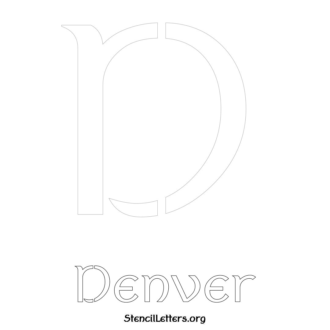 Denver printable name initial stencil in Ancient Lettering
