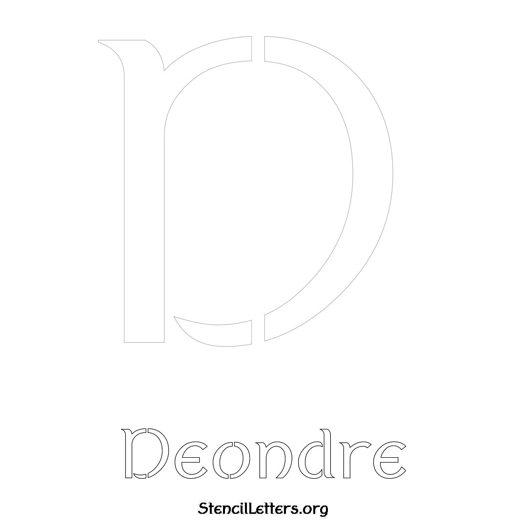 Deondre printable name initial stencil in Ancient Lettering