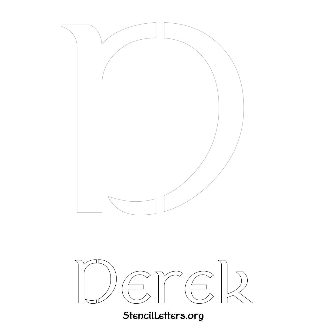 Derek printable name initial stencil in Ancient Lettering
