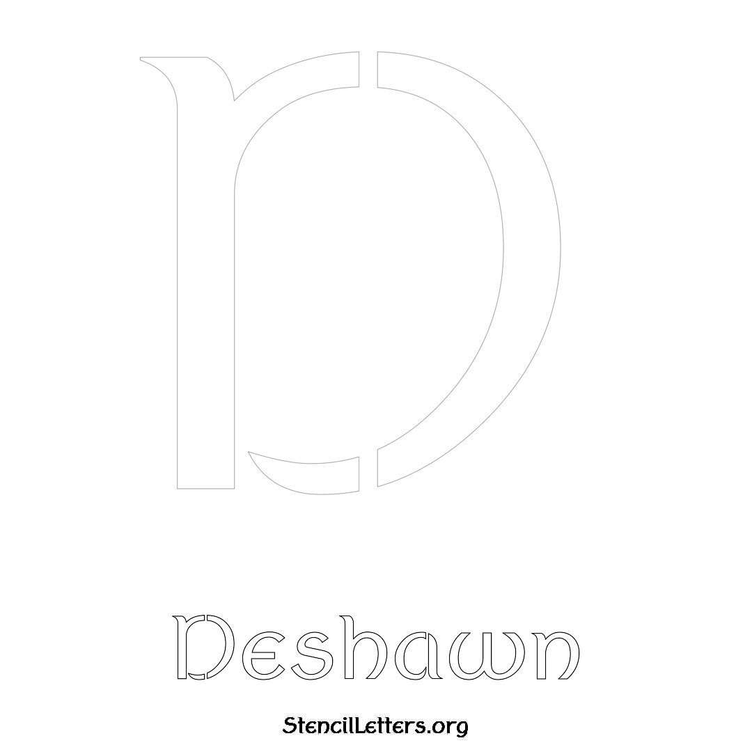 Deshawn printable name initial stencil in Ancient Lettering