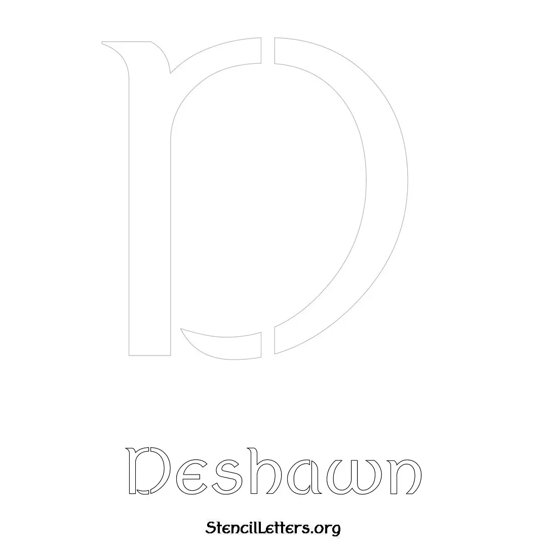 Deshawn Free Printable Name Stencils with 6 Unique Typography Styles and Lettering Bridges