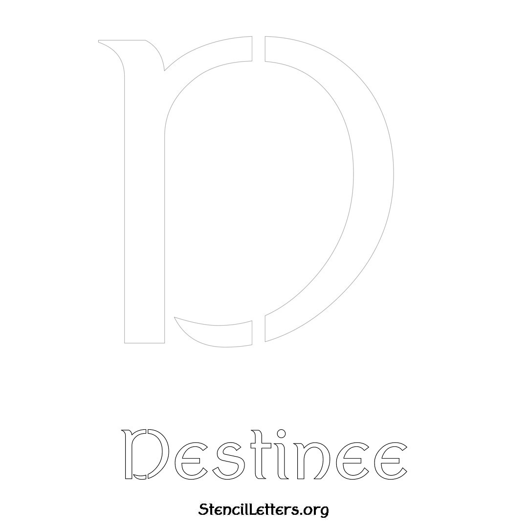 Destinee printable name initial stencil in Ancient Lettering