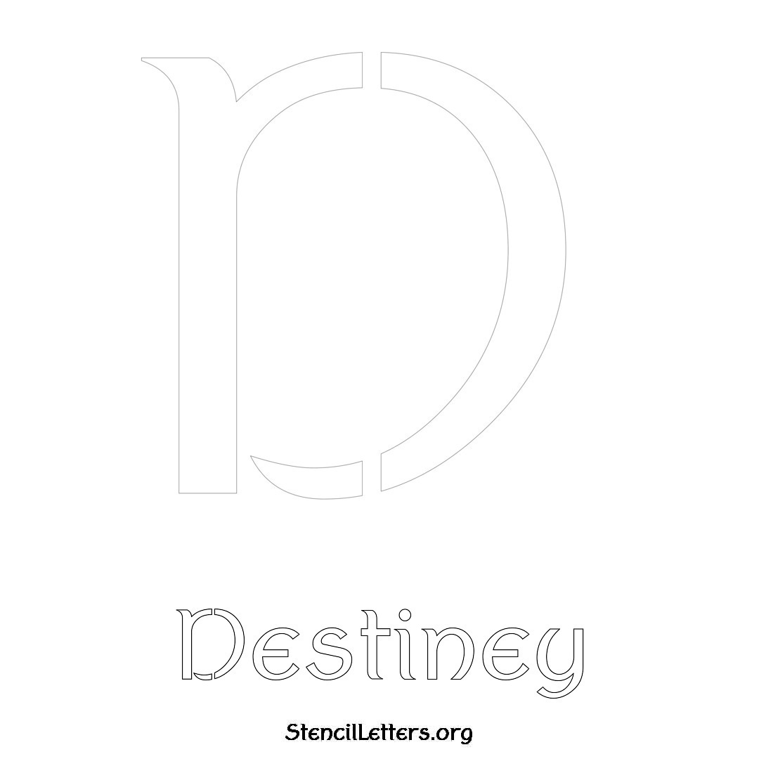 Destiney printable name initial stencil in Ancient Lettering
