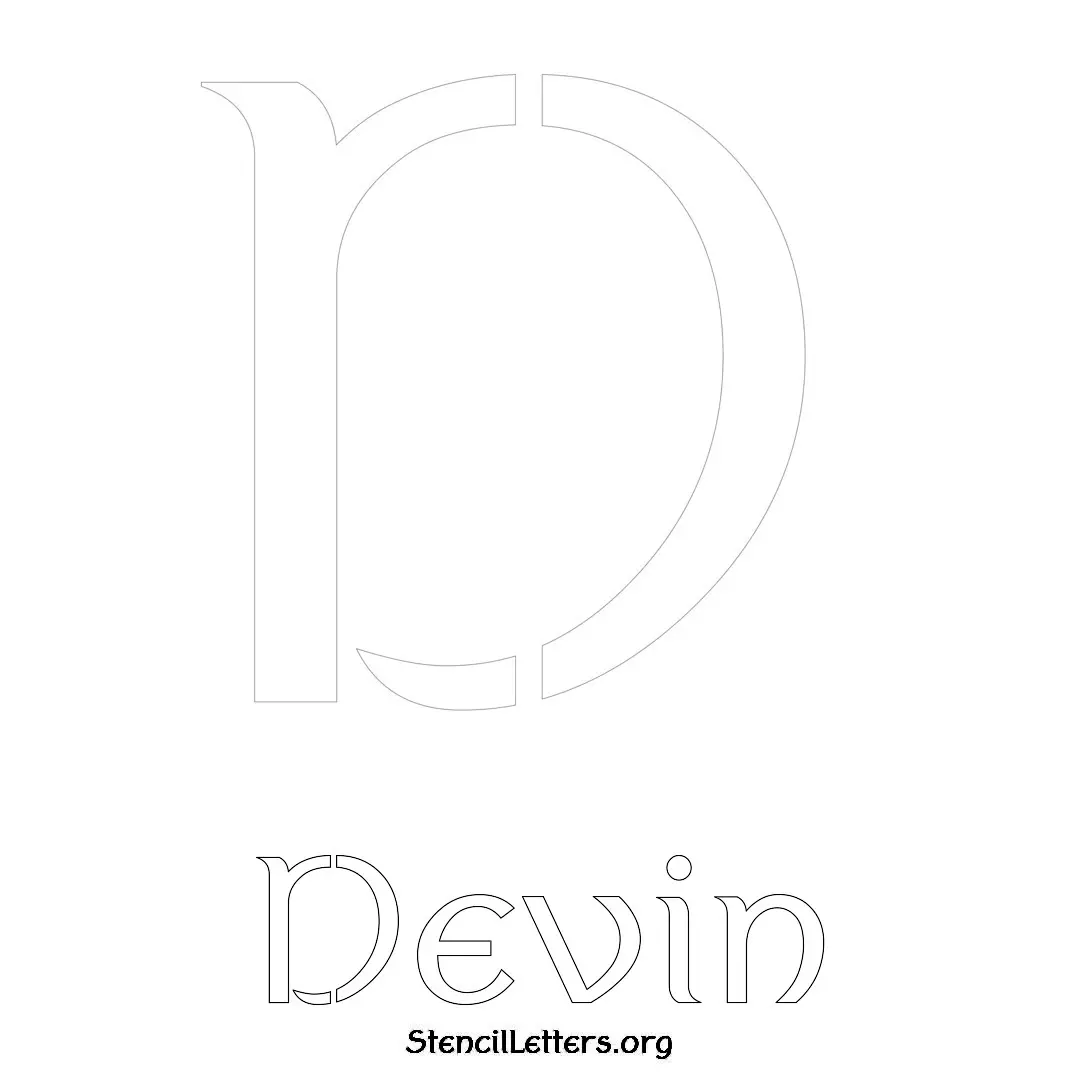 Devin Free Printable Name Stencils with 6 Unique Typography Styles and Lettering Bridges