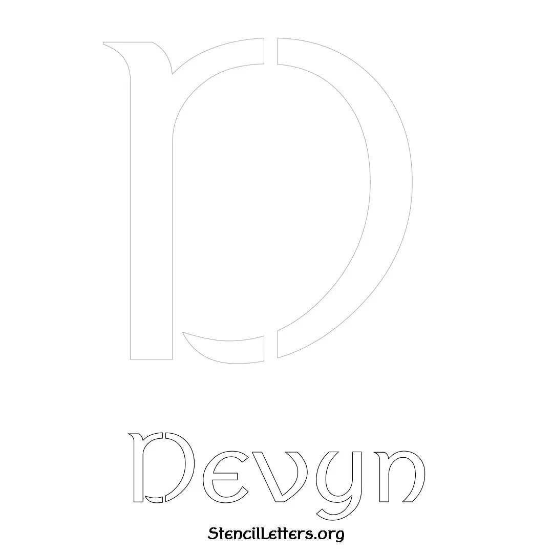 Devyn Free Printable Name Stencils with 6 Unique Typography Styles and Lettering Bridges