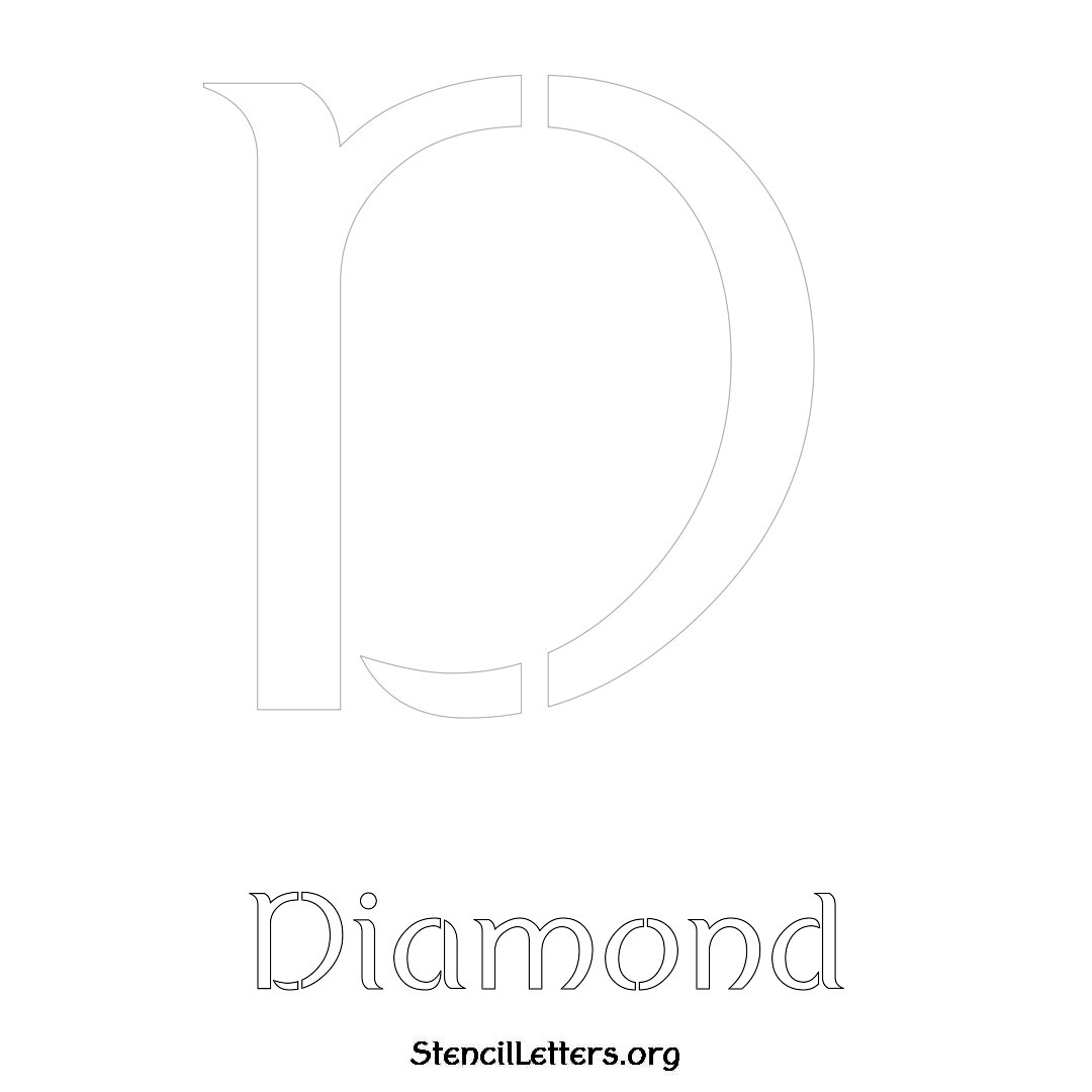 Diamond printable name initial stencil in Ancient Lettering