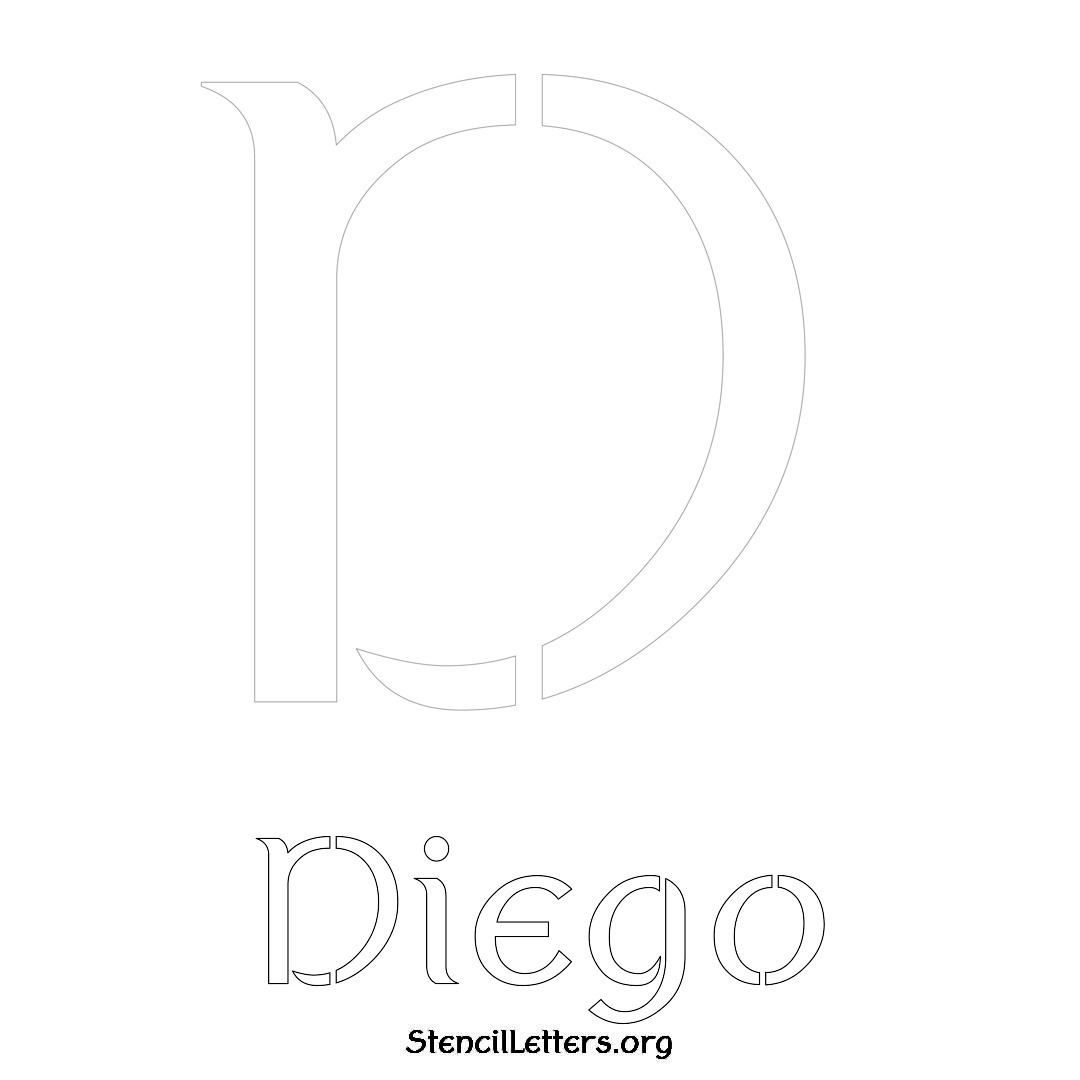 Diego printable name initial stencil in Ancient Lettering
