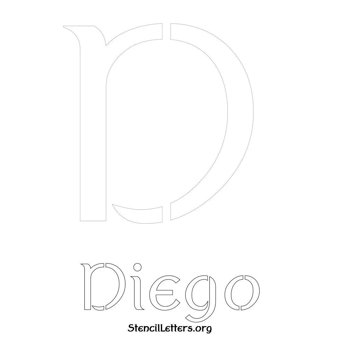 Diego Free Printable Name Stencils with 6 Unique Typography Styles and Lettering Bridges