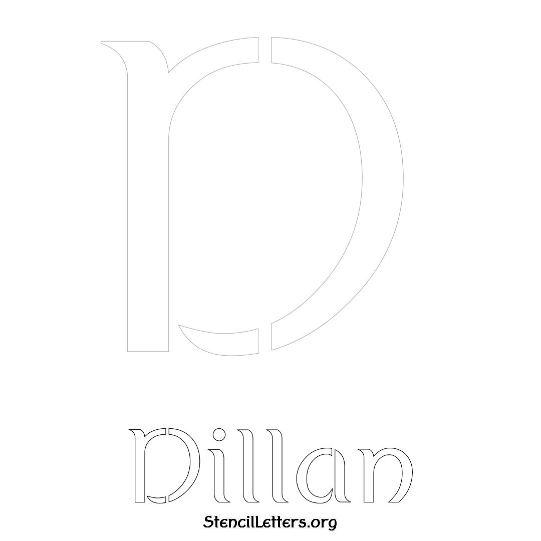 Dillan printable name initial stencil in Ancient Lettering
