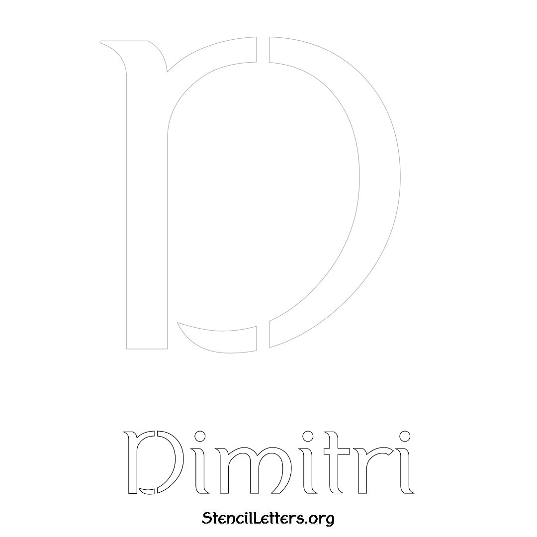 Dimitri printable name initial stencil in Ancient Lettering