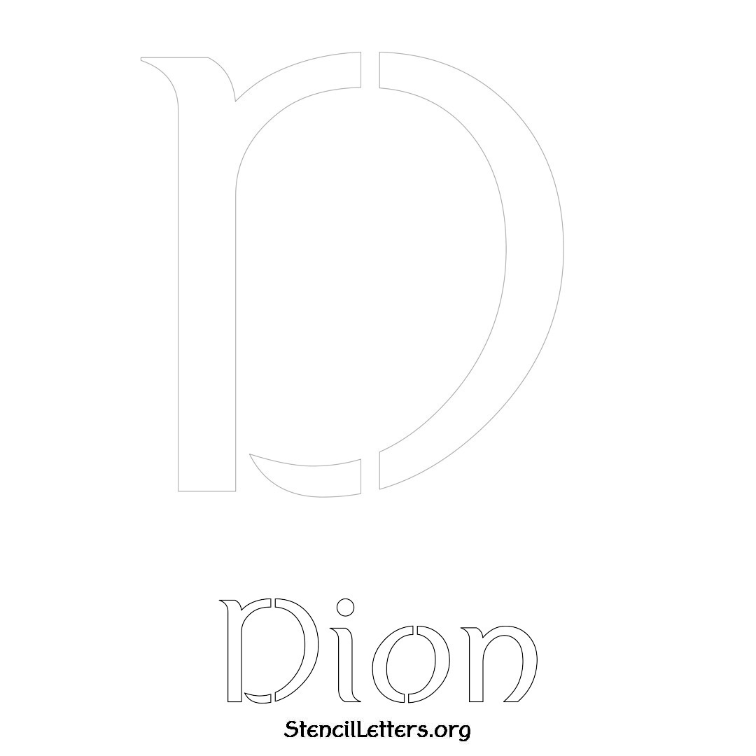 Dion printable name initial stencil in Ancient Lettering