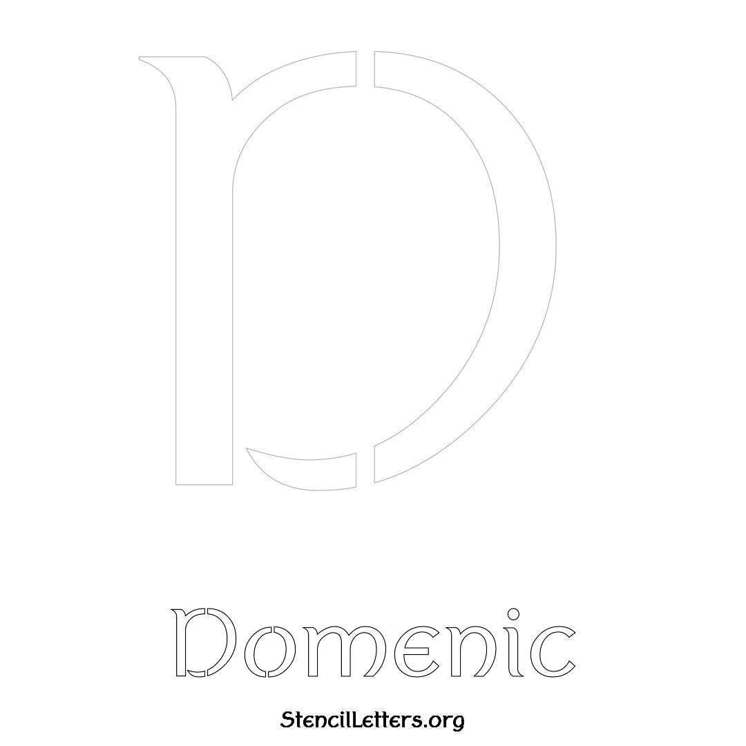 Domenic printable name initial stencil in Ancient Lettering