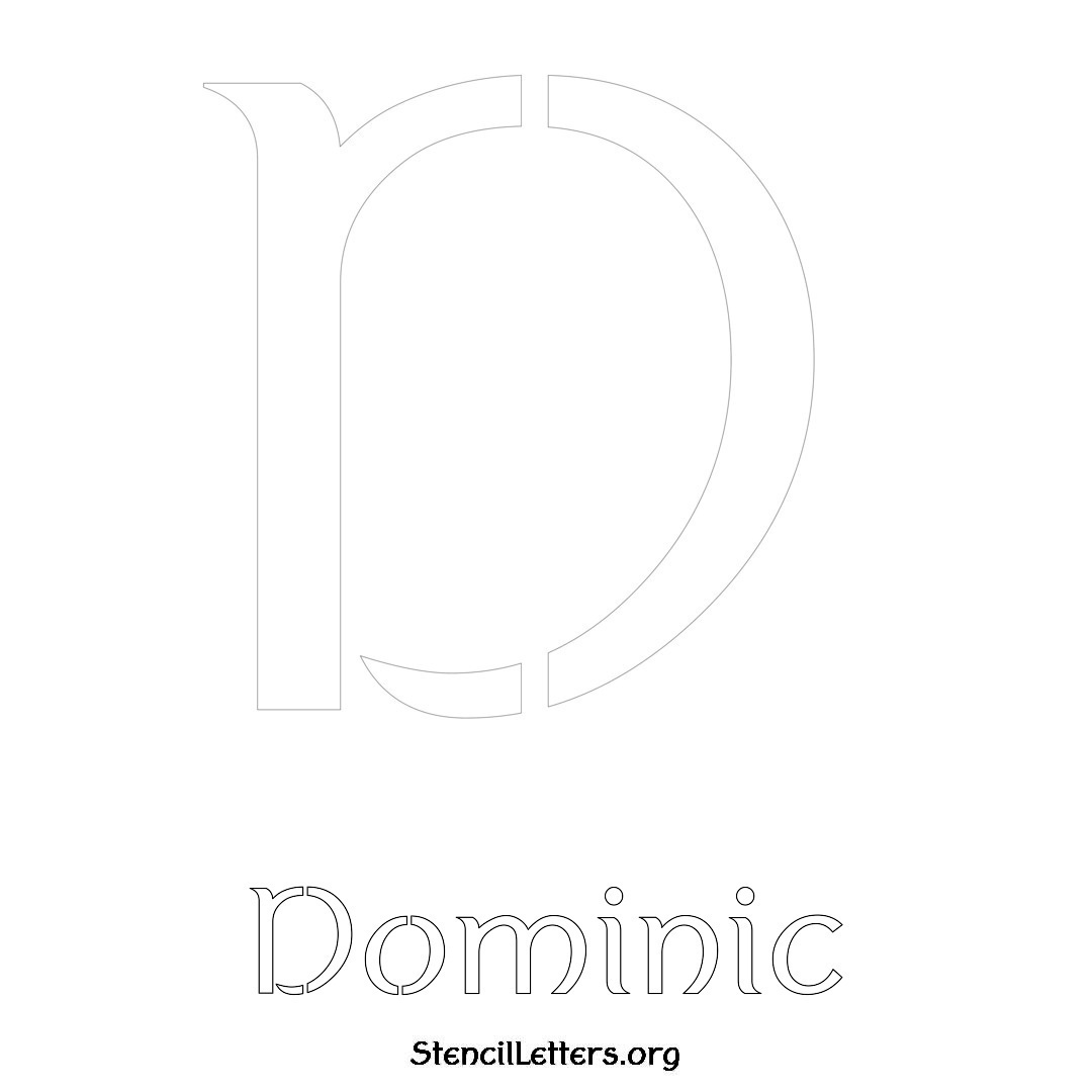 Dominic printable name initial stencil in Ancient Lettering