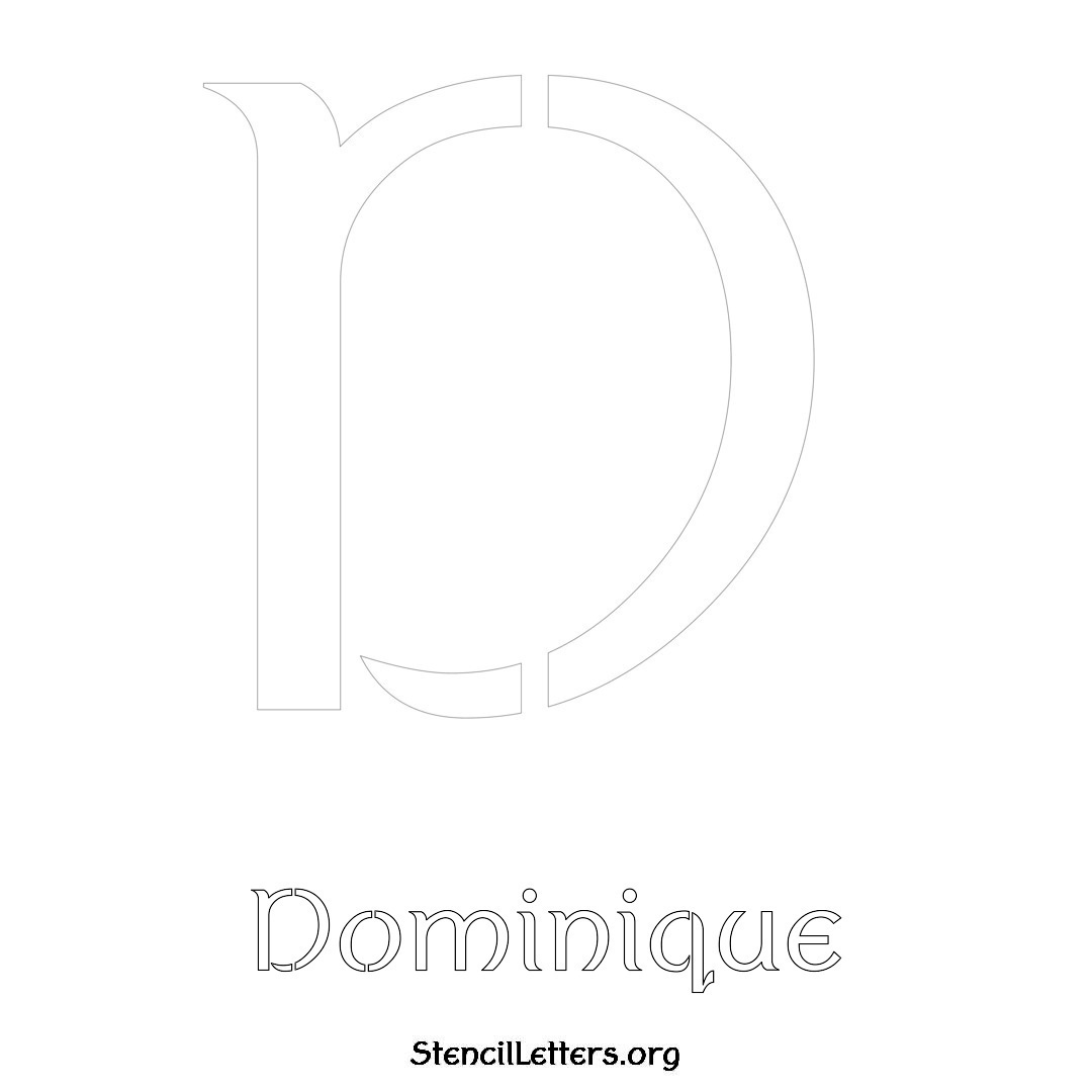 Dominique printable name initial stencil in Ancient Lettering