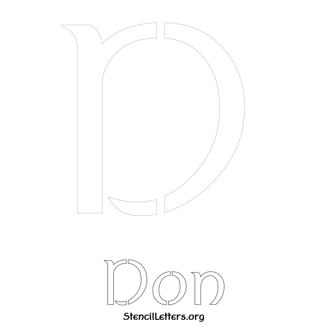 Don printable name initial stencil in Ancient Lettering