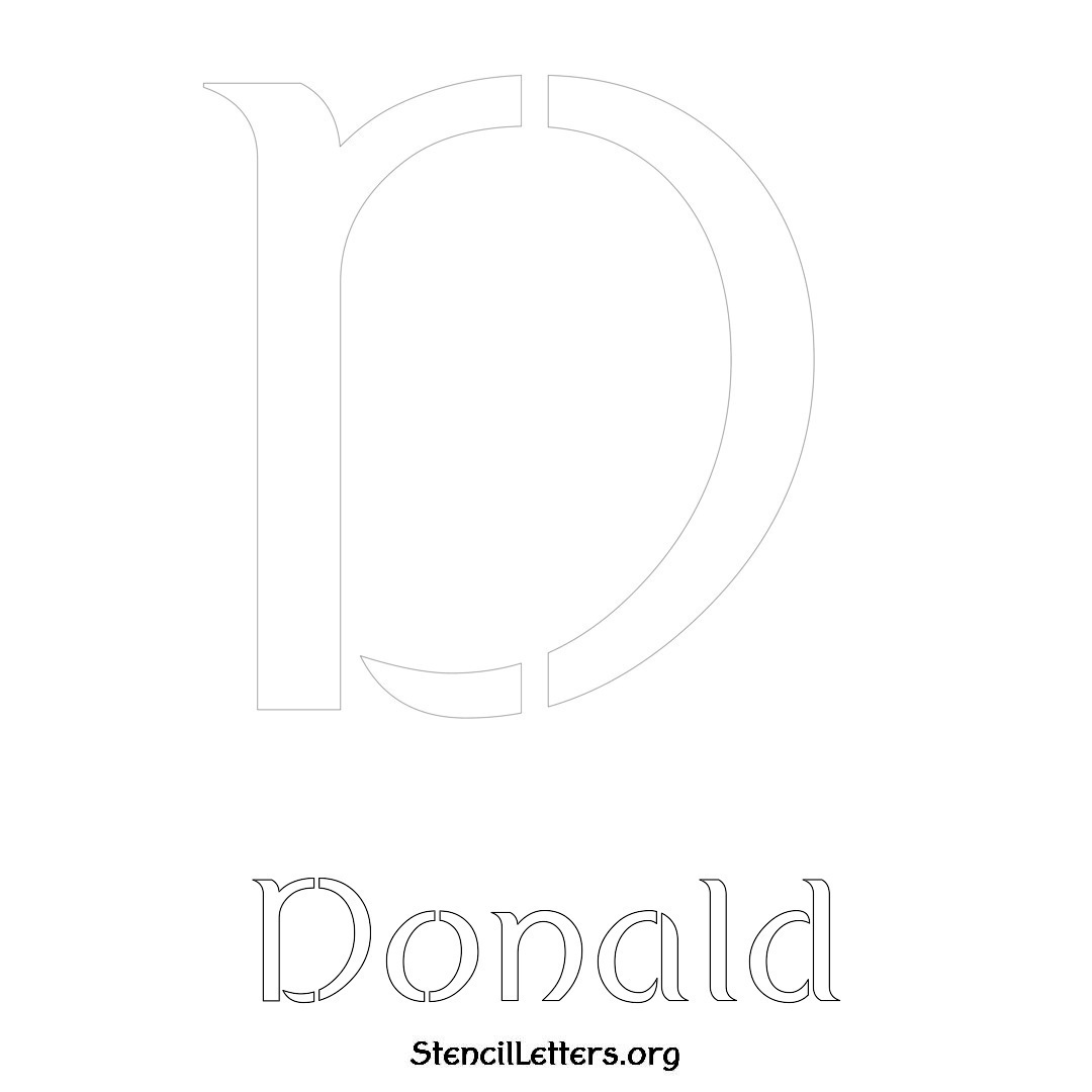 Donald printable name initial stencil in Ancient Lettering