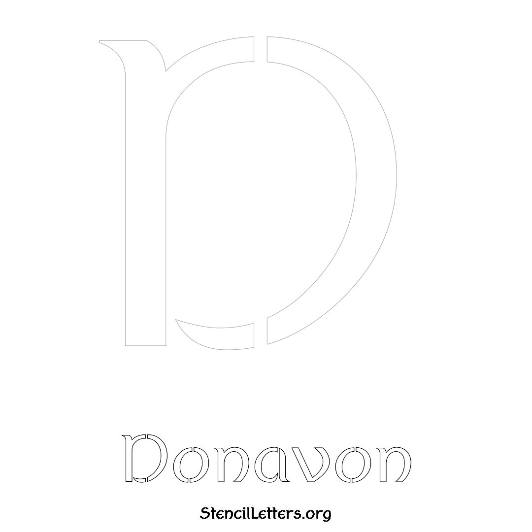 Donavon printable name initial stencil in Ancient Lettering
