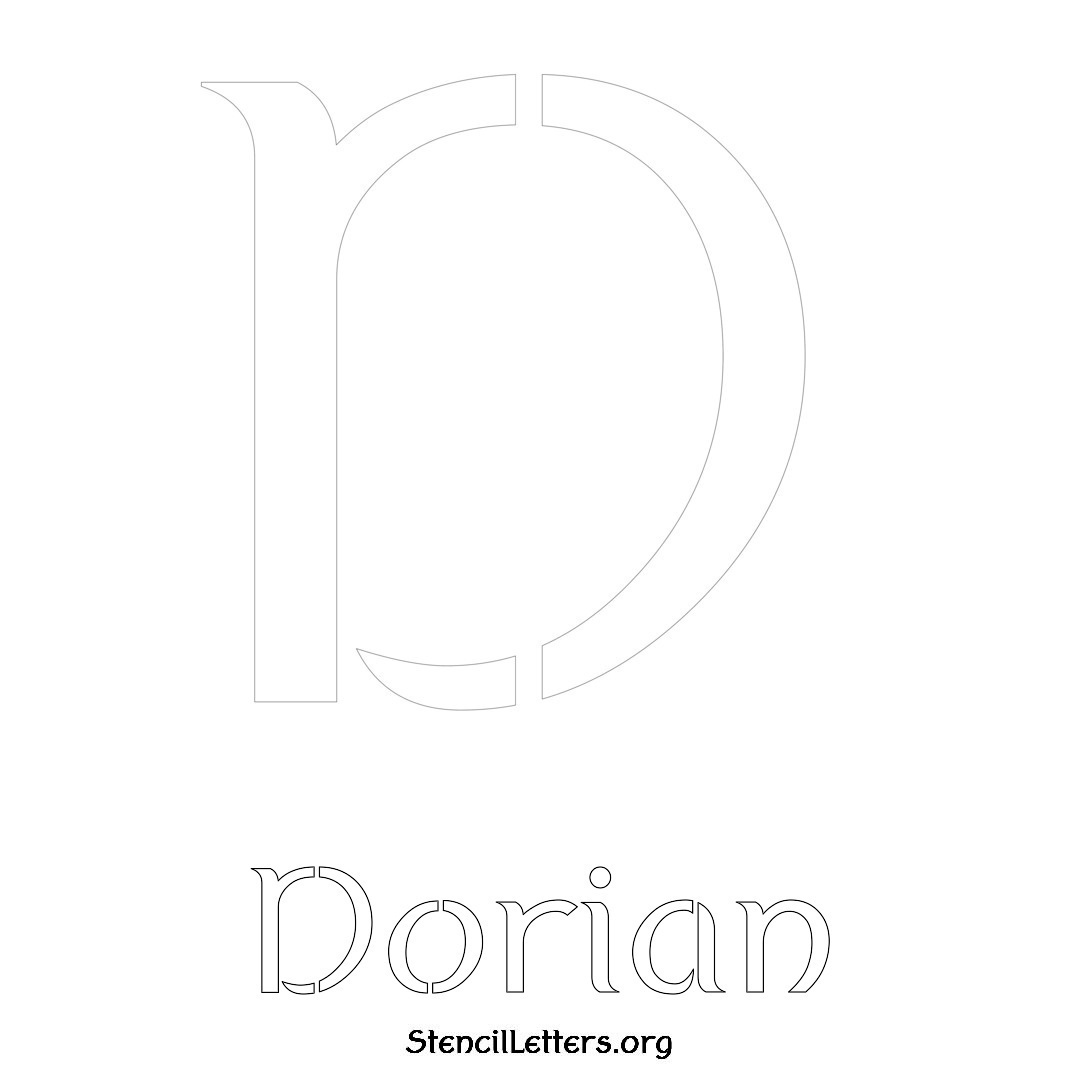 Dorian printable name initial stencil in Ancient Lettering