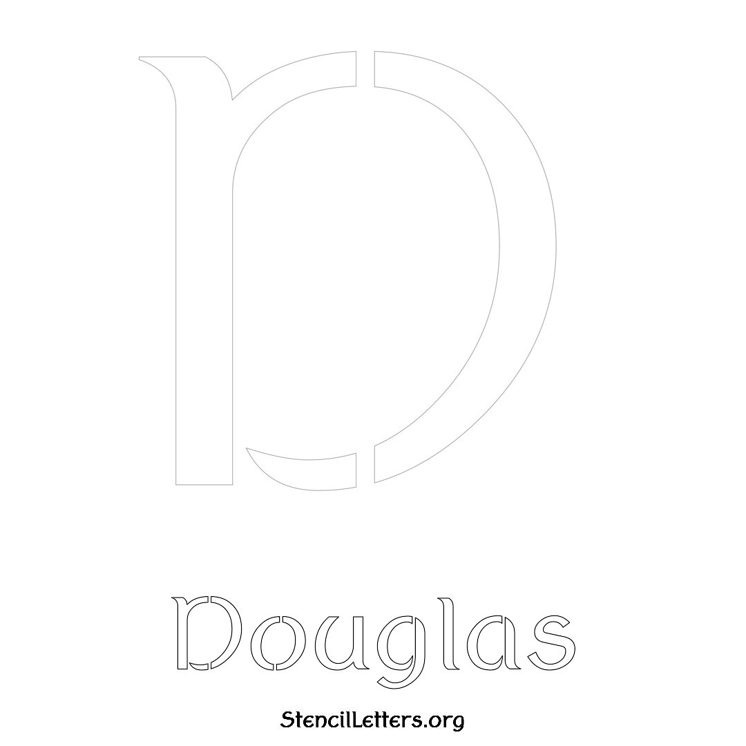 Douglas printable name initial stencil in Ancient Lettering