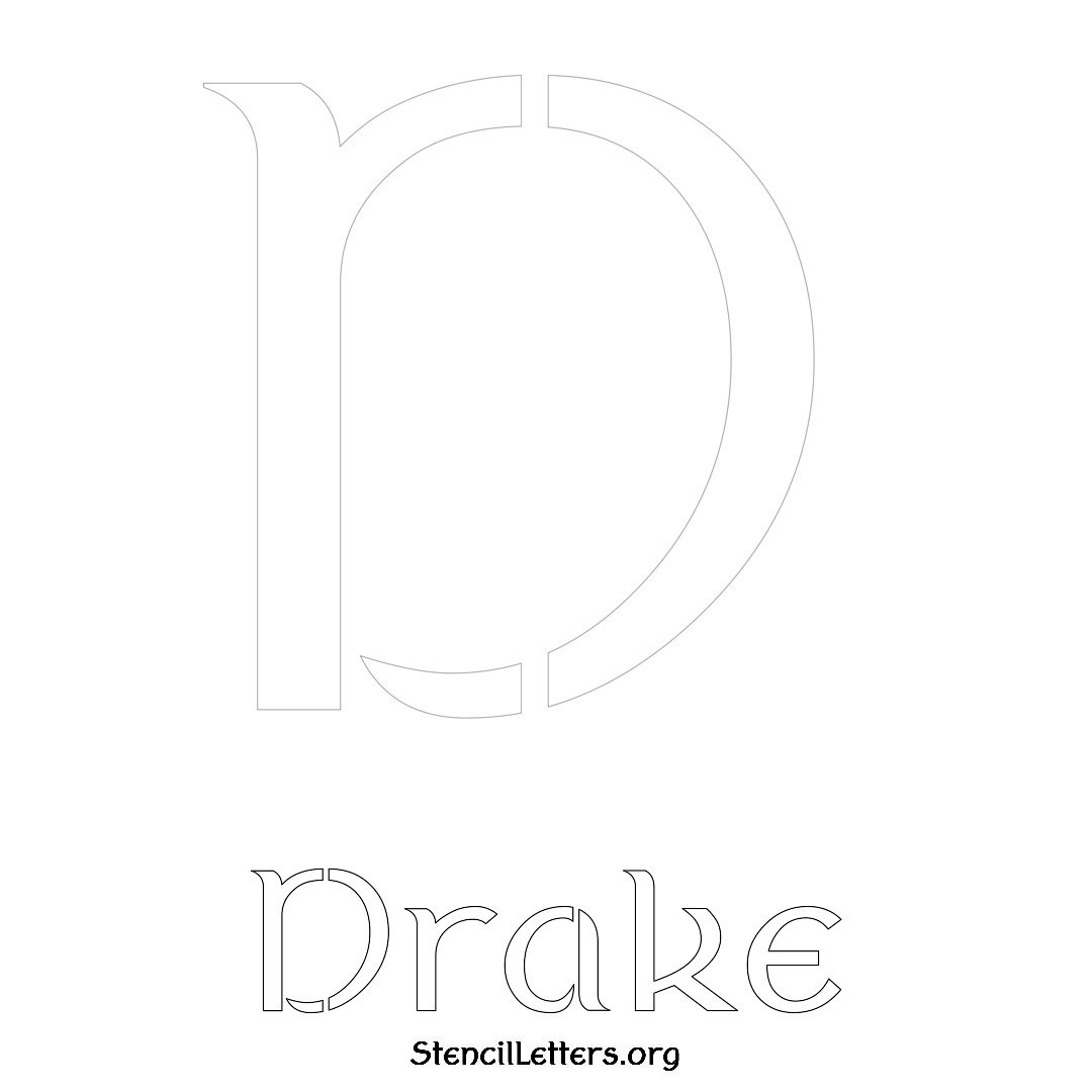 Drake printable name initial stencil in Ancient Lettering