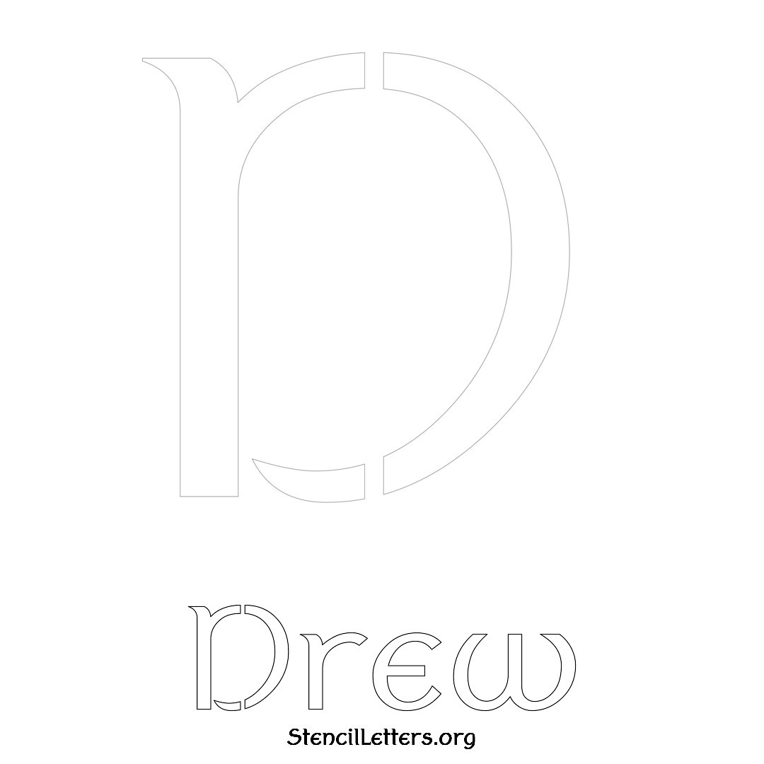 Drew printable name initial stencil in Ancient Lettering